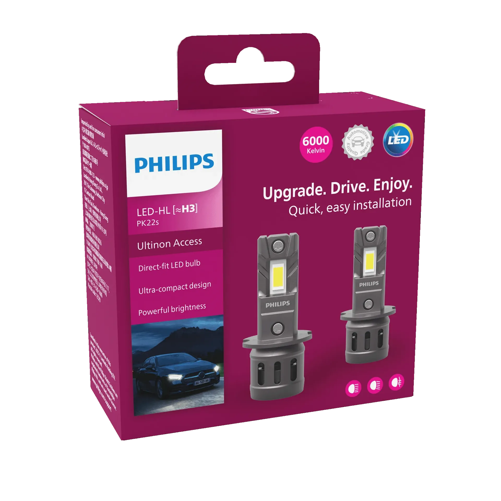 [11336U2500X2] Direct-fit LED Headlights | Ultinon Access +80% Cool White - H3 (1 Set x 2 Pcs)