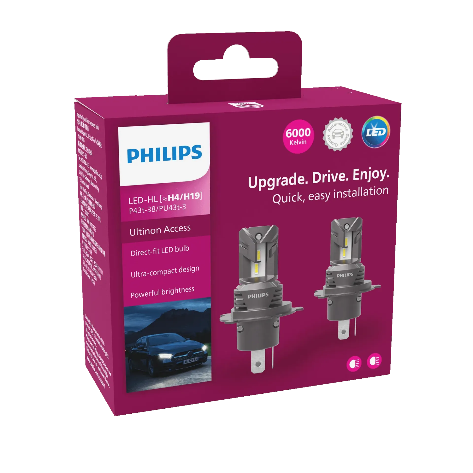 Direct-fit LED Headlights | Ultinon Access +80% Cool White - H4 H19 (1 Set x 2 Pcs)