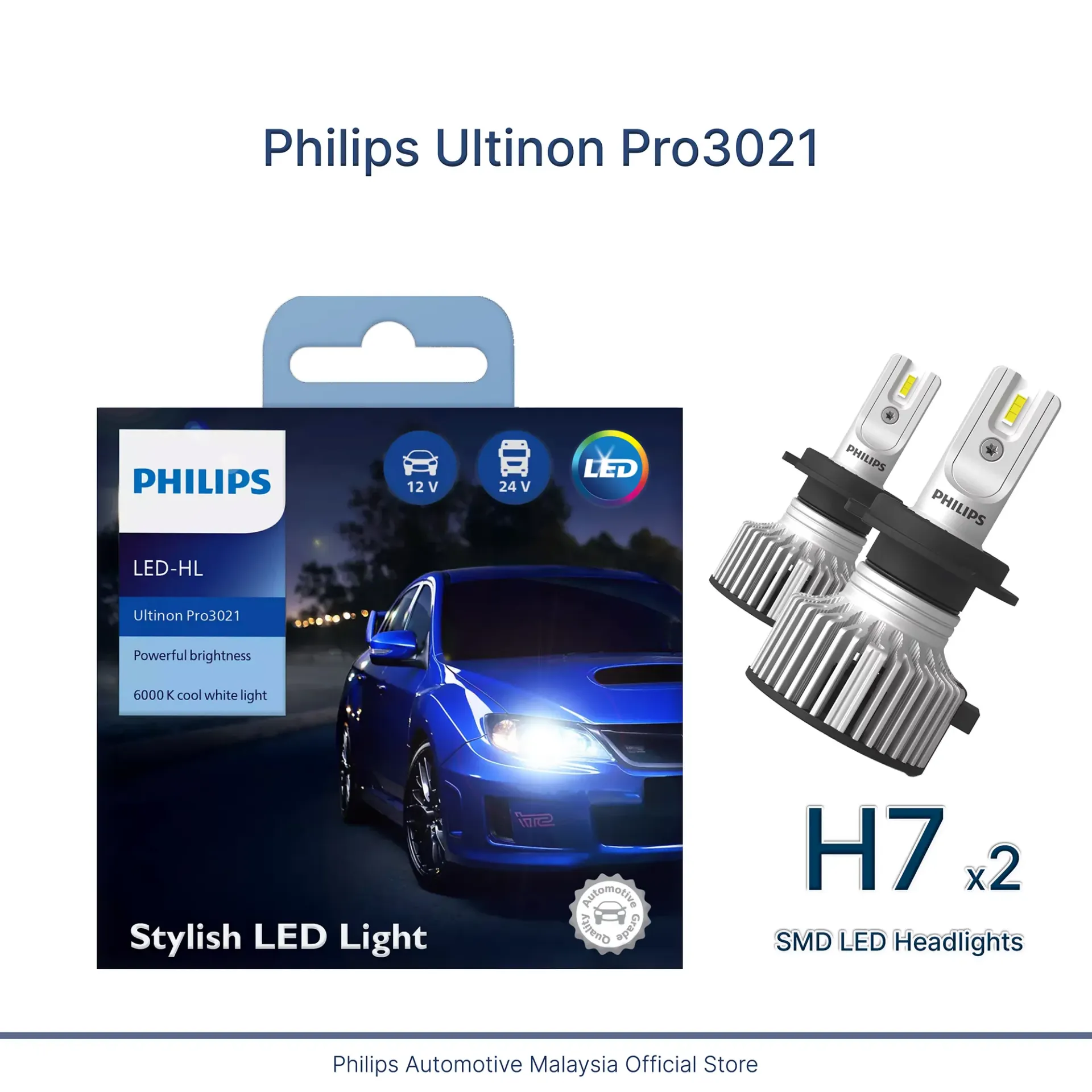 12v/24v LED Headlights | Ultinon Pro3021 +100% - H7 (1 Set x 2 Pcs)