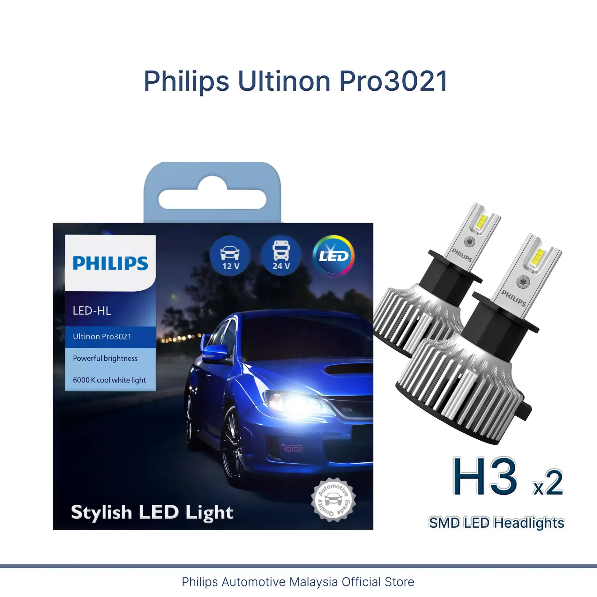 12v/24v LED Headlights | Ultinon Pro3021 +100% - H3 (1 Set x 2 Pcs)