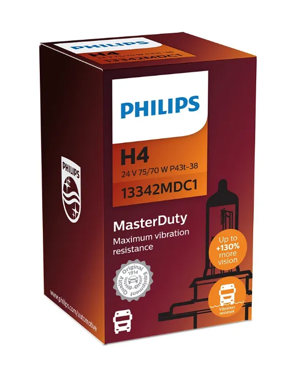 24v Headlights | Master Duty +130% - H4 (Single Bulb)