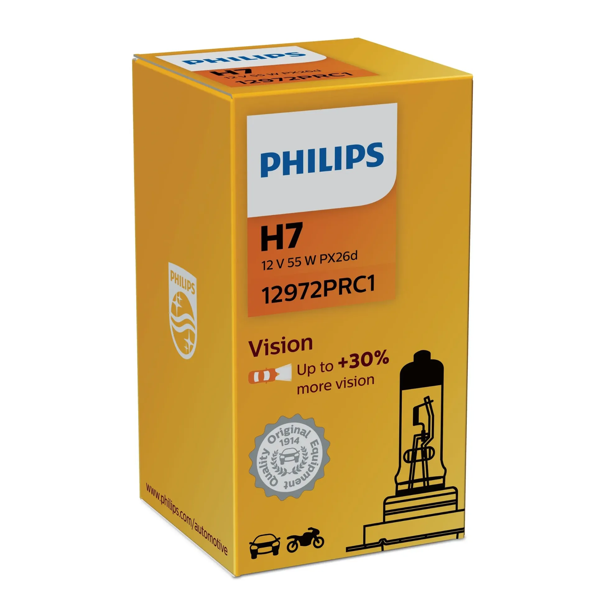 [12972PRC1] 12v Headlights | Premium Vision +30% - H7 (Single Bulb)