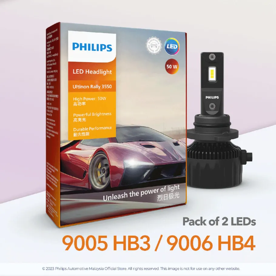 [11005U3550X2] 12v/24v LED Headlights | Ultinon Rally 3550 High Power 50W - HB3 9005 & HB4 9006 (1 Set x 2 Pcs)