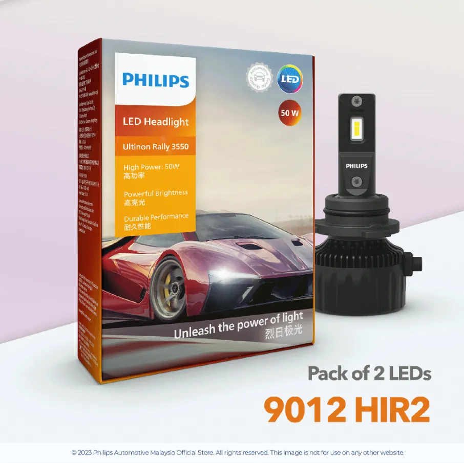 [11012U3550X2] 12v/24v LED Headlights | Ultinon Rally 3550 High Power 50W - HIR2 9012 (1 Set x 2 Pcs)