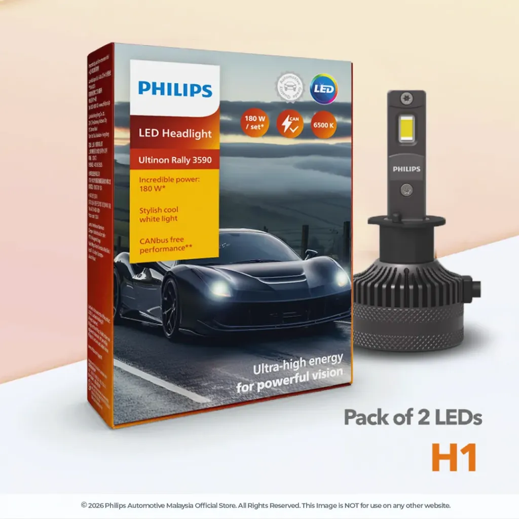 [11258U3590X2] 12v LED Headlights | Ultinon Rally 3590 High Power 90W - H1 (1 Set x 2 Pcs)