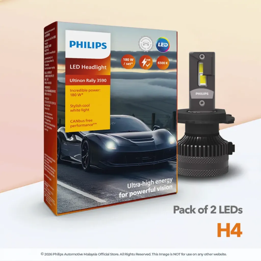 [11342U3590X2] 12v LED Headlights | Ultinon Rally 3590 High Power 90W - H4 H19 (1 Set x 2 Pcs)