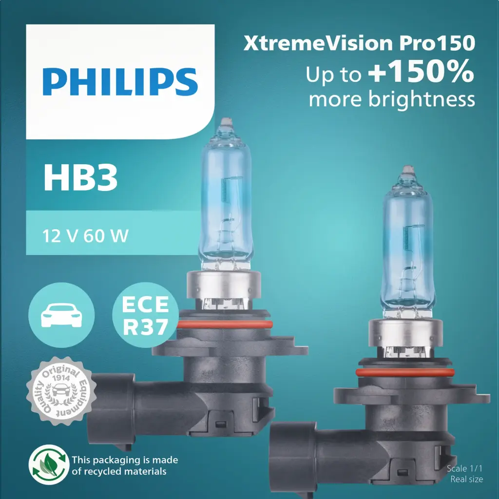 12v Headlights | Xtreme Vision Pro150 +150% HB3 (1 Set x 2 Pcs)
