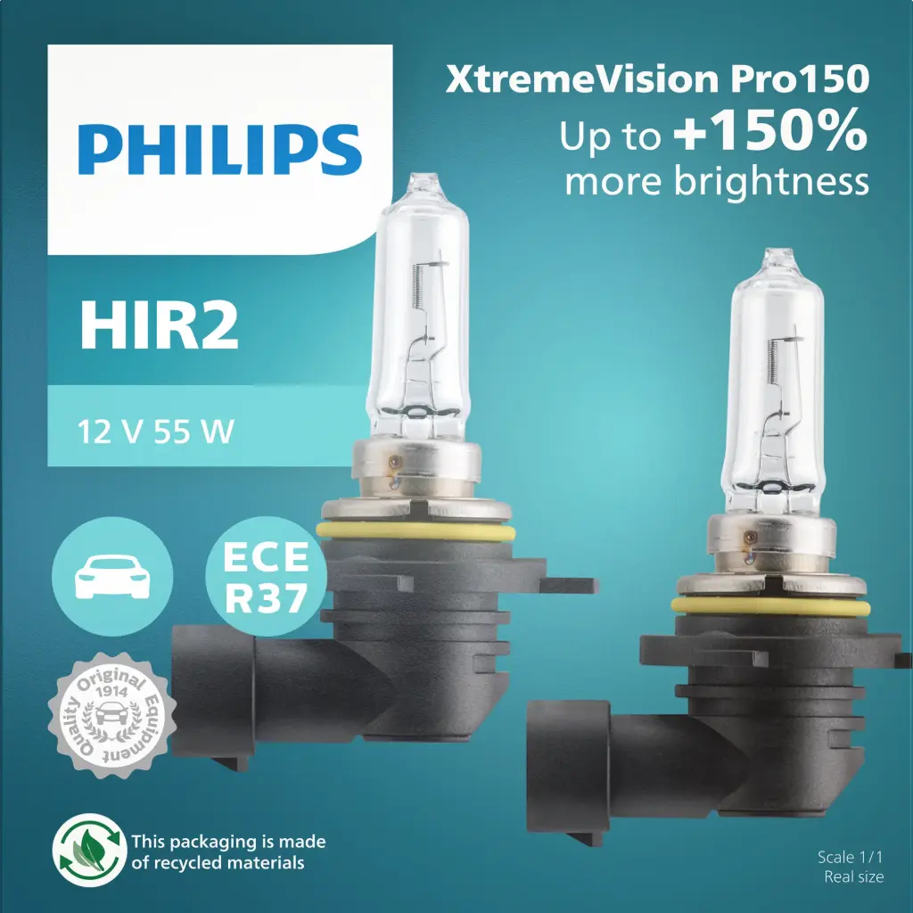 [9012XVPS2] 12v Headlights | Xtreme Vision Pro150 +150% - HIR2 9012 (1 Set x 2 Pcs)