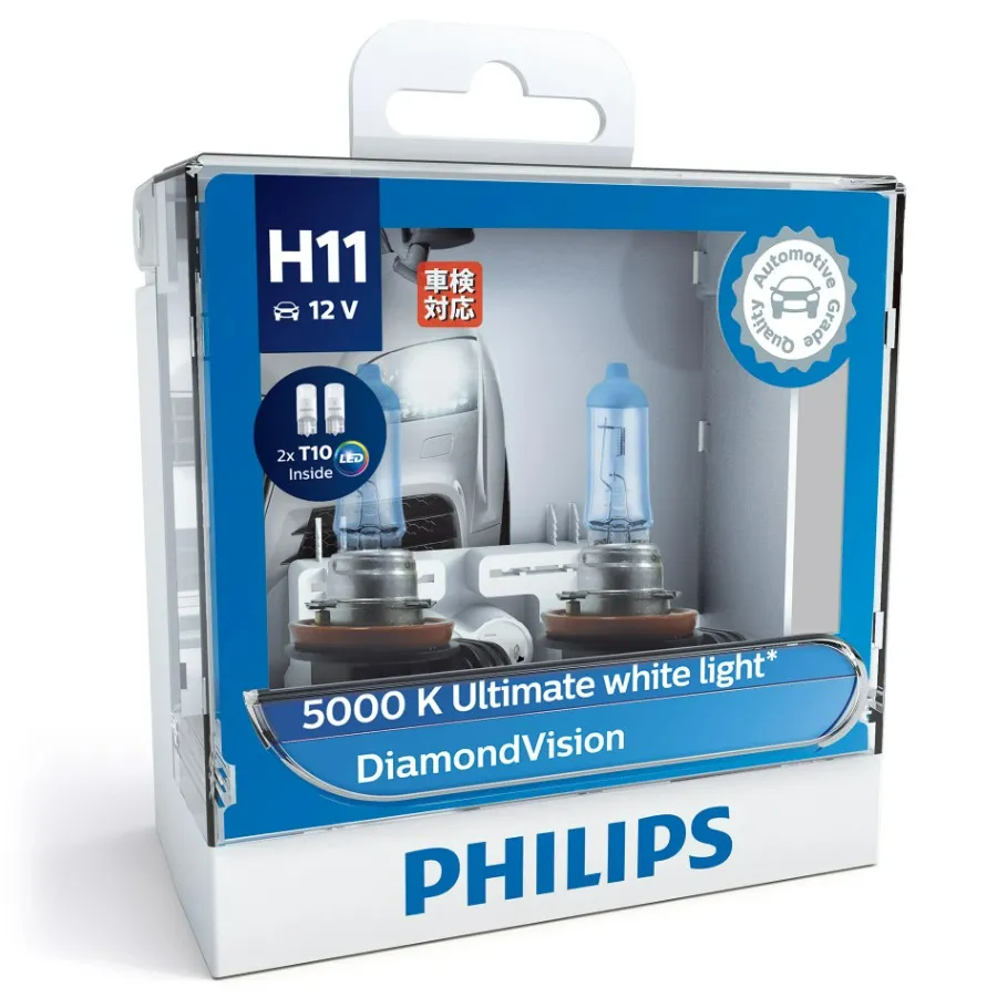 12v Headlights | Diamond Vision +60% - H11 & T10 W5W (1 Set x 2 Pcs)