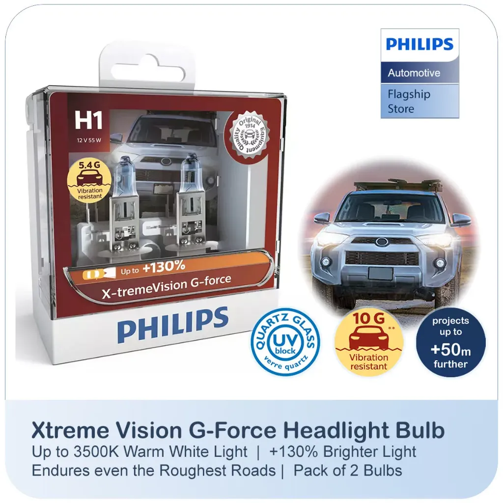 [12258XVGS2] 12v Headlights | Xtreme Vision G-Force +130% - H1 (1 Set x 2 Pcs)