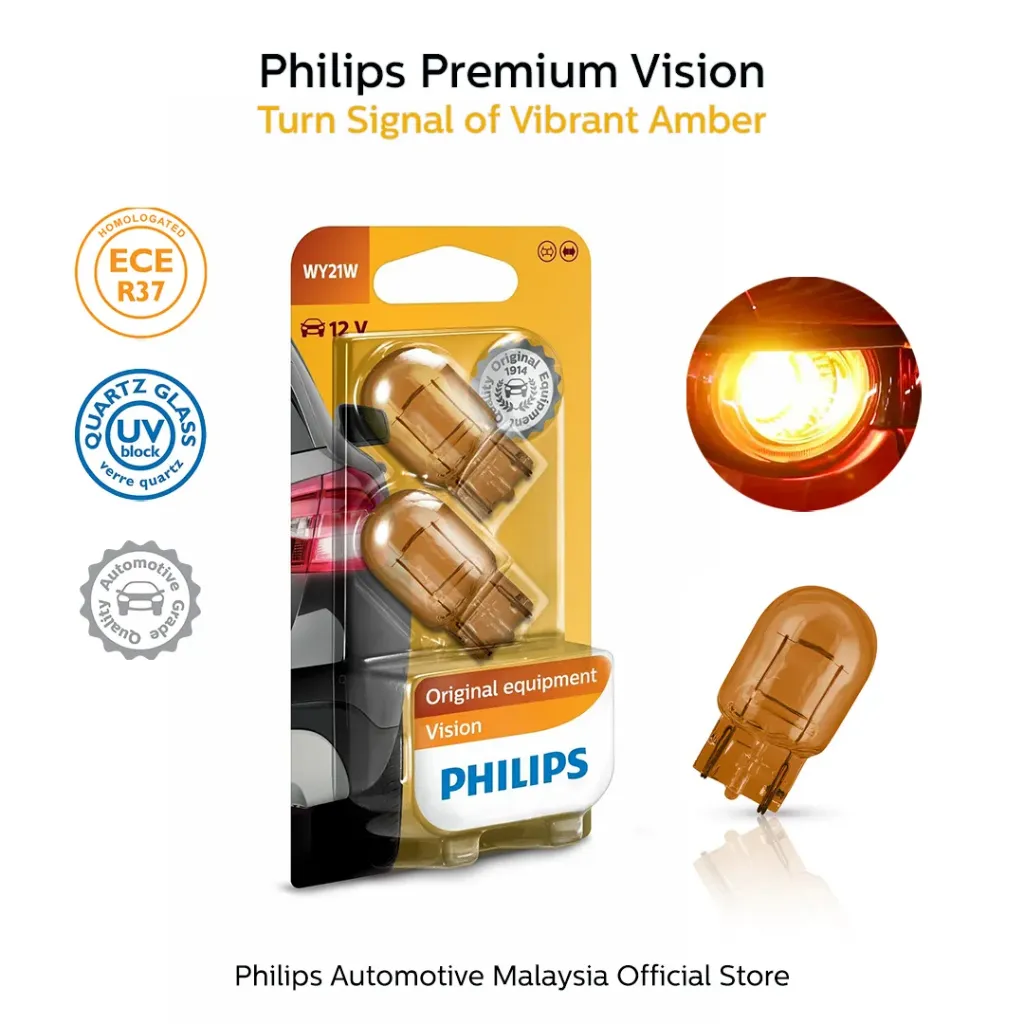 [12071B2] 12v Signals | Standard T20 WY21W Amber (1 Set x 2 Pcs)