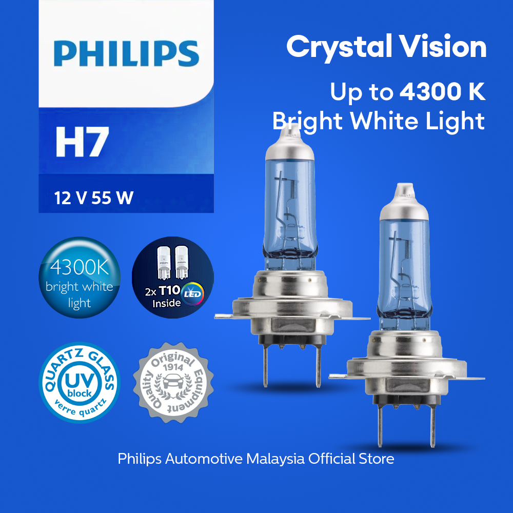 12v Headlights | Crystal Vision +60% - H7 & T10 W5W (1 Set x 2 Pcs)