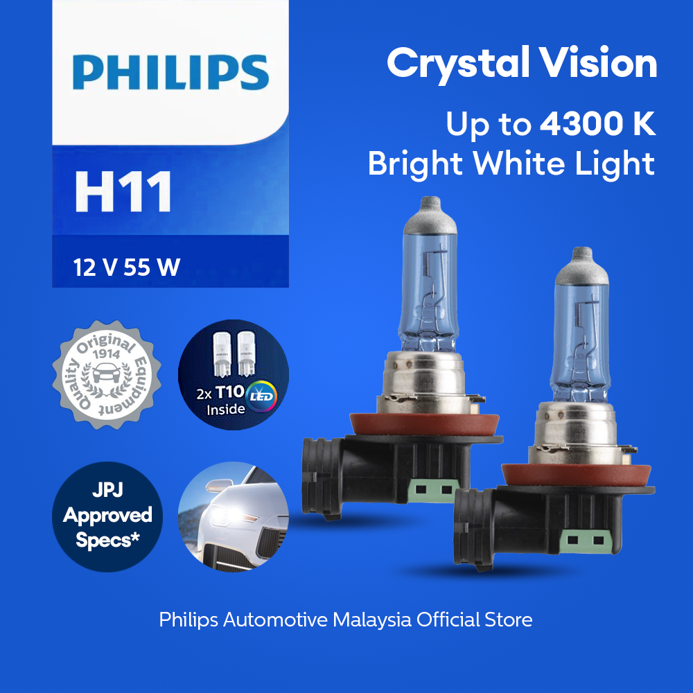 12v Headlights | Crystal Vision +60% - H11 & T10 W5W (1 Set x 2 Pcs)
